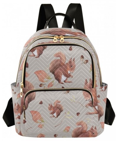 Brown Squirrels Leaf Retro Women Backpack Purse Ladies Fashion Designer Shoulder Bag Travel Bag $15.07 Backpacks