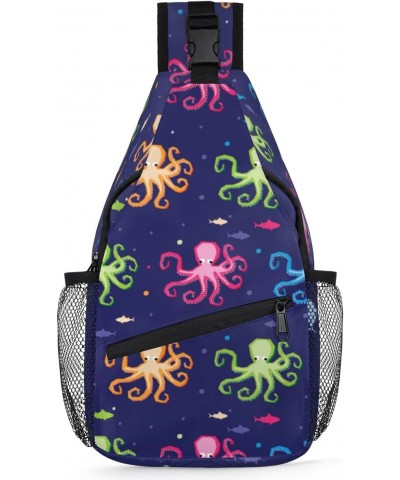 Colourful Octopuses Sling Bag for Women Crossbody Backpack Purse Shoulder Casual Daypack Cross Body Bags for Travel Cycling H...