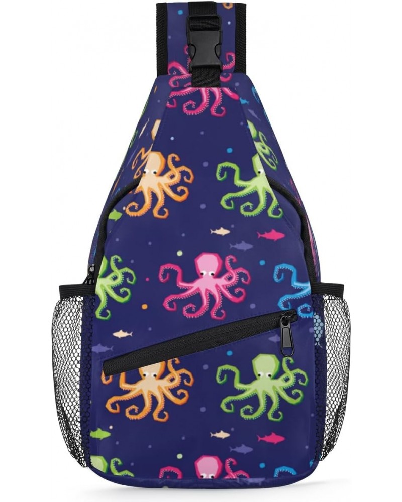 Colourful Octopuses Sling Bag for Women Crossbody Backpack Purse Shoulder Casual Daypack Cross Body Bags for Travel Cycling H...