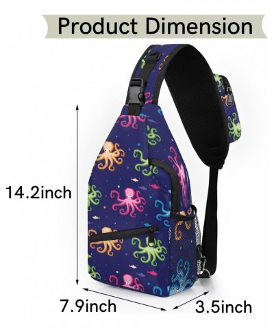 Colourful Octopuses Sling Bag for Women Crossbody Backpack Purse Shoulder Casual Daypack Cross Body Bags for Travel Cycling H...