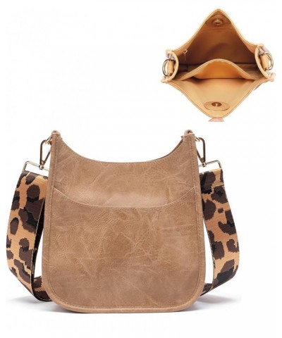 Women Crossbody Handbag Retro Vegan Leather Messenger Bag with Romovable Leopard Shoulder Strap New Mustard Small $5.54 Cross...