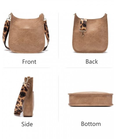 Women Crossbody Handbag Retro Vegan Leather Messenger Bag with Romovable Leopard Shoulder Strap New Mustard Small $5.54 Cross...