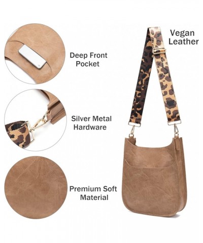 Women Crossbody Handbag Retro Vegan Leather Messenger Bag with Romovable Leopard Shoulder Strap New Mustard Small $5.54 Cross...