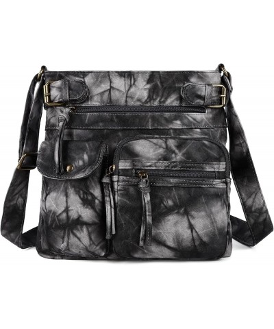 Crossbody Bags for Women Washed Leather Shoulder Bags Multi Pocket Soft Hobo Purses and Medium Handbags 1black Grey $17.00 Cr...