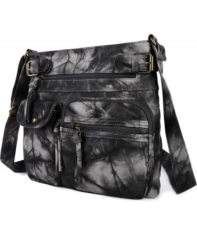 Crossbody Bags for Women Washed Leather Shoulder Bags Multi Pocket Soft Hobo Purses and Medium Handbags 1black Grey $17.00 Cr...