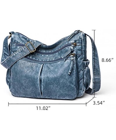 Hobo Purse for Women Leather Tote Handbag Vintage Shoulder Bag Multi-pockets Crossbody Satchel Casual Top Handle Bag Blue $20...