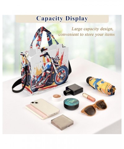 Corduroy Tote Bag Watercolor Vehicle Motorcycle Women Crossbody Bag with Detachable and Adjustable Shoulder Strap Multicolor ...