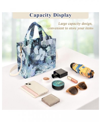 Blue Background with Plants and Spots Women's Tote Handbags Top Handle Satchel Shoulder Bag Crossbody Bag S $16.17 Totes