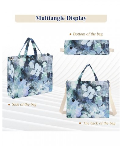 Blue Background with Plants and Spots Women's Tote Handbags Top Handle Satchel Shoulder Bag Crossbody Bag S $16.17 Totes