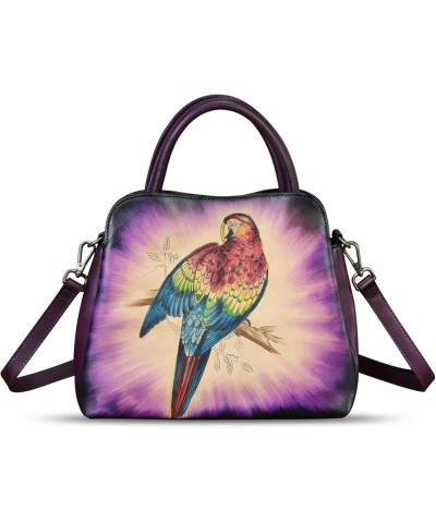 Genuine Leather Handbag for Women Hand Painted Leather Top Handle Satchel Handmade Crossbody Purse Pattern8 $52.08 Satchels