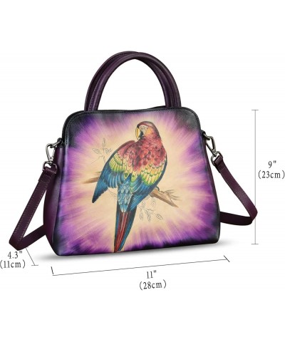 Genuine Leather Handbag for Women Hand Painted Leather Top Handle Satchel Handmade Crossbody Purse Pattern8 $52.08 Satchels