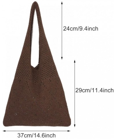 Crochet Mesh Beach Tote Bag Summer Y2K Aesthetic Knit Shoulder Bag Large Capacity Hobo Bag for Women B-coffee $15.80 Totes