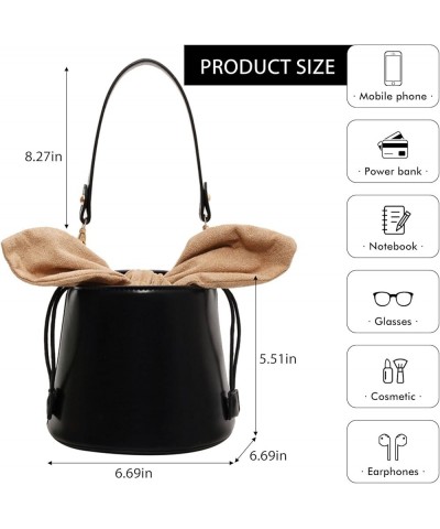 Bucket Bag for Women Small Vegan Leather Drawstring Shoulder Handbags Hobo Crossbody Bag with 2 Detachable Straps (Red) Black...