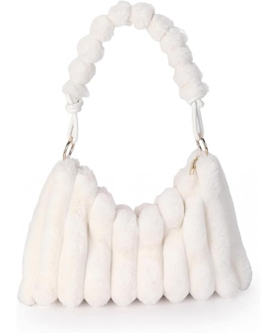 Furry Purse for Women Y2K Fluffy Shoulder Bag Faux Fur Purse Fuzzy Tote Bag A-white $12.74 Totes