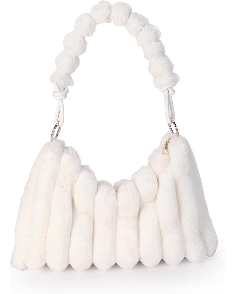 Furry Purse for Women Y2K Fluffy Shoulder Bag Faux Fur Purse Fuzzy Tote Bag A-white $12.74 Totes