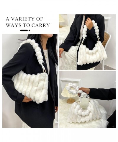 Furry Purse for Women Y2K Fluffy Shoulder Bag Faux Fur Purse Fuzzy Tote Bag A-white $12.74 Totes