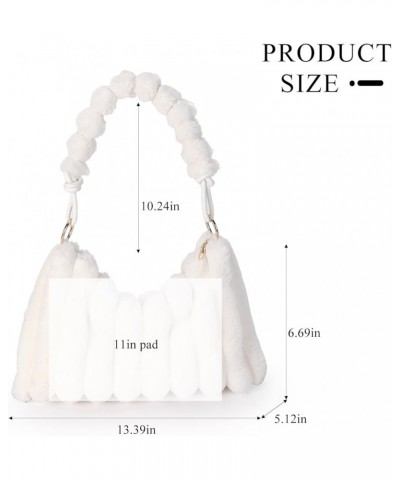 Furry Purse for Women Y2K Fluffy Shoulder Bag Faux Fur Purse Fuzzy Tote Bag A-white $12.74 Totes