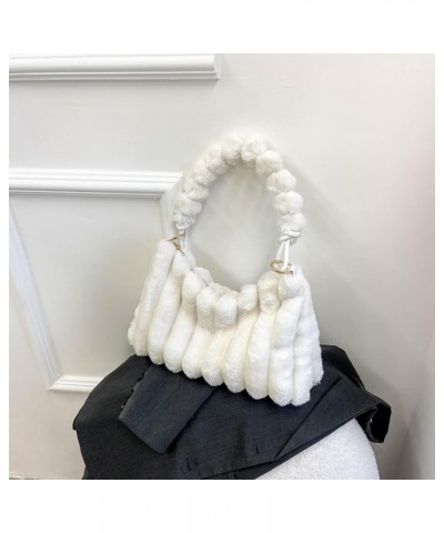 Furry Purse for Women Y2K Fluffy Shoulder Bag Faux Fur Purse Fuzzy Tote Bag A-white $12.74 Totes