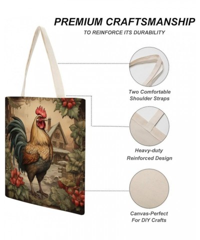 Christmas Chicken Canvas Tote Bag Chicken Christmas Rooster Hens Beach Bags Canvas Bag Minimalist Tote Bag Gifts Totebag $10....