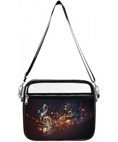 Colorful-music Pattern Clear Crossbody Shoulder Purse Bag for Men Women, Stadium Clear Messenger Bag Style $14.24 Crossbody Bags