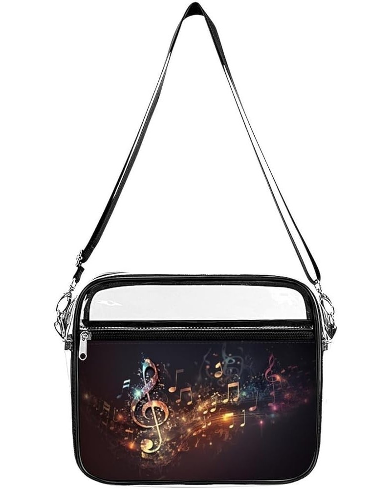 Colorful-music Pattern Clear Crossbody Shoulder Purse Bag for Men Women, Stadium Clear Messenger Bag Style $14.24 Crossbody Bags