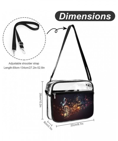 Colorful-music Pattern Clear Crossbody Shoulder Purse Bag for Men Women, Stadium Clear Messenger Bag Style $14.24 Crossbody Bags