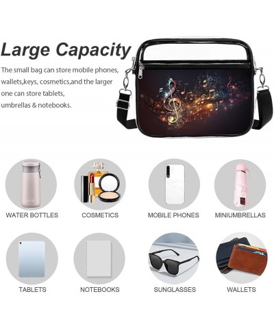 Colorful-music Pattern Clear Crossbody Shoulder Purse Bag for Men Women, Stadium Clear Messenger Bag Style $14.24 Crossbody Bags