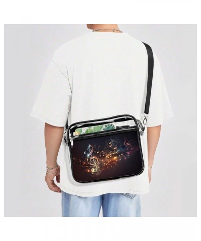 Colorful-music Pattern Clear Crossbody Shoulder Purse Bag for Men Women, Stadium Clear Messenger Bag Style $14.24 Crossbody Bags