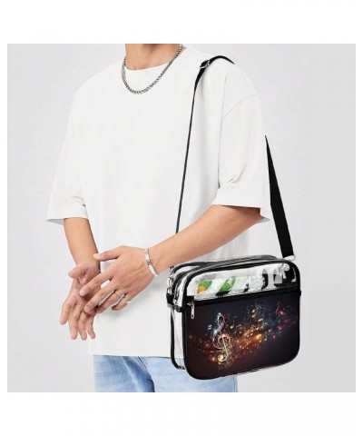 Colorful-music Pattern Clear Crossbody Shoulder Purse Bag for Men Women, Stadium Clear Messenger Bag Style $14.24 Crossbody Bags