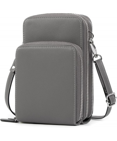 Small Crossbody Bag RFID Cellphone Wallet Purse Shoulder Bag Ladies Handbag Purse with 2 Straps Grey $13.05 Crossbody Bags