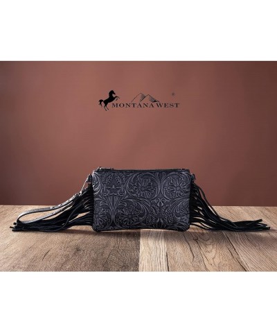 Western Purse for Women Crossbody Bag Wristlet Clutch Purse Z1 Black $19.68 Shoulder Bags