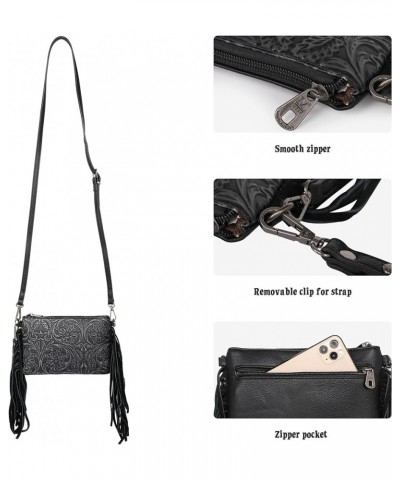 Western Purse for Women Crossbody Bag Wristlet Clutch Purse Z1 Black $19.68 Shoulder Bags