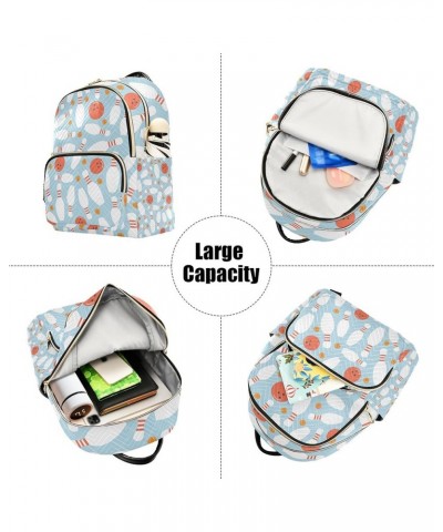 White Bowling Ball Backpack for Women Shoulder Bag Lightweight Mini Backpack Casual Daypack for Travel Small(11.41'' x 6.1'' ...