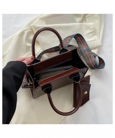 Women Female Clutch Fashion Solid Color Crossbody Bag Wide Shoulder Strap with Wallet PU Girl Large Bag Dark Brown $8.77 Shou...