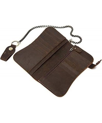 Crazy Horse Skin Long Wallet Retro Leather Chain Anti-Theft Wallet Clutch Bag Business Wallet for Gift (Color : Brown) Coffee...