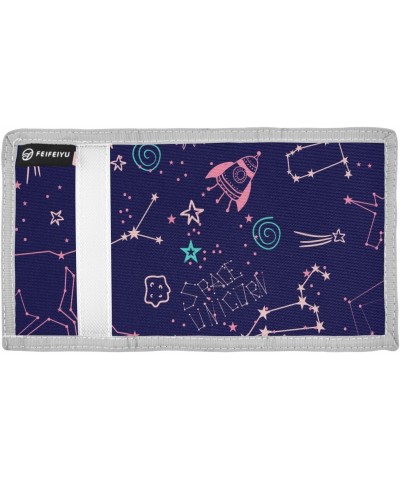 Space Star Constellation Trifold Wallet Fabric Wallet Small Nylon Wallet Card Wallet with Lanyard $9.85 Wallets