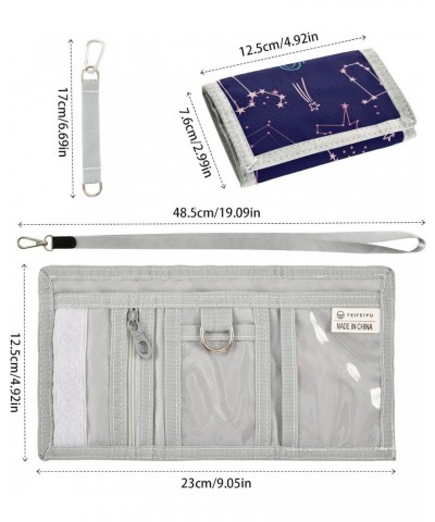 Space Star Constellation Trifold Wallet Fabric Wallet Small Nylon Wallet Card Wallet with Lanyard $9.85 Wallets