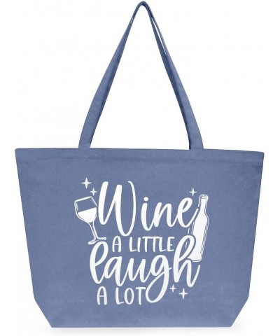 Wine A Little Laugh A Lot Cotton Tote Bag - Wine Drinker Tote - Wine Tote Denim $15.17 Totes