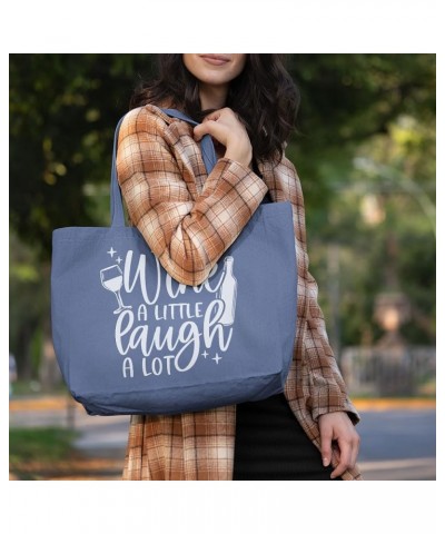 Wine A Little Laugh A Lot Cotton Tote Bag - Wine Drinker Tote - Wine Tote Denim $15.17 Totes