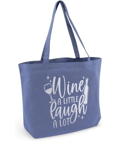 Wine A Little Laugh A Lot Cotton Tote Bag - Wine Drinker Tote - Wine Tote Denim $15.17 Totes