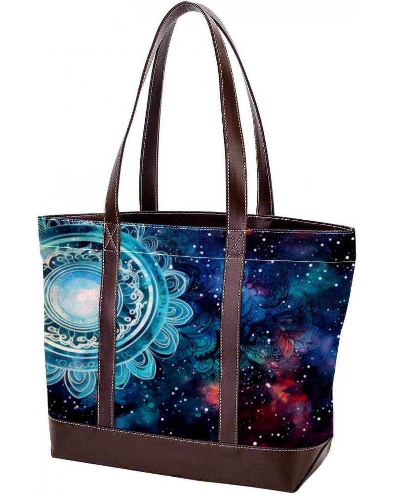 Large Tote Bags for Women, Handbag with Zipper Shoulder Bag, floral abstract $24.44 Totes