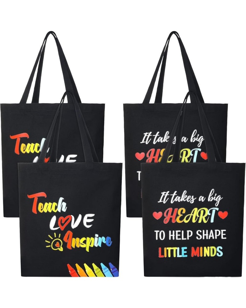 4 Pcs Teacher Appreciation Gift Teacher Canvas Tote Bag (Basic Style) Adorable Style $11.20 Totes