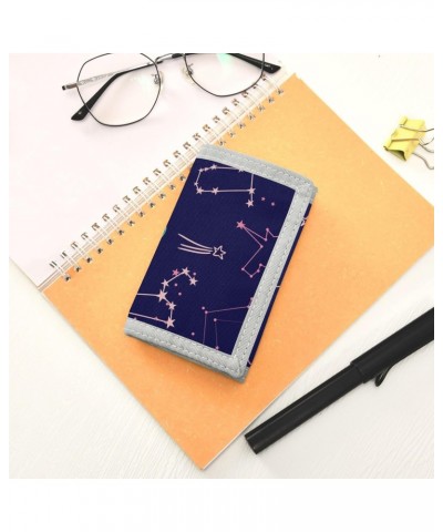 Space Star Constellation Trifold Wallet Fabric Wallet Small Nylon Wallet Card Wallet with Lanyard $9.85 Wallets