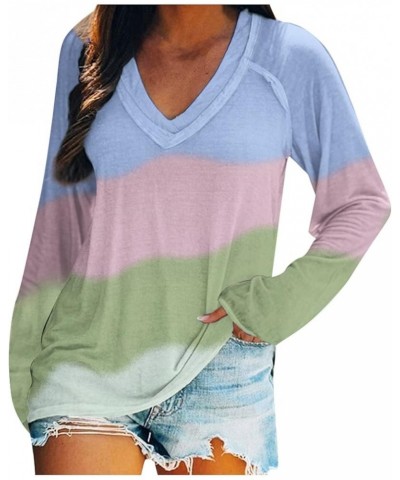 Womens Loose Casual Shirt 2022 Fashion V Neck Winter Pullover Printed Long Sleeve Sweatshirt Comfortable T Shirt Pink Large $...