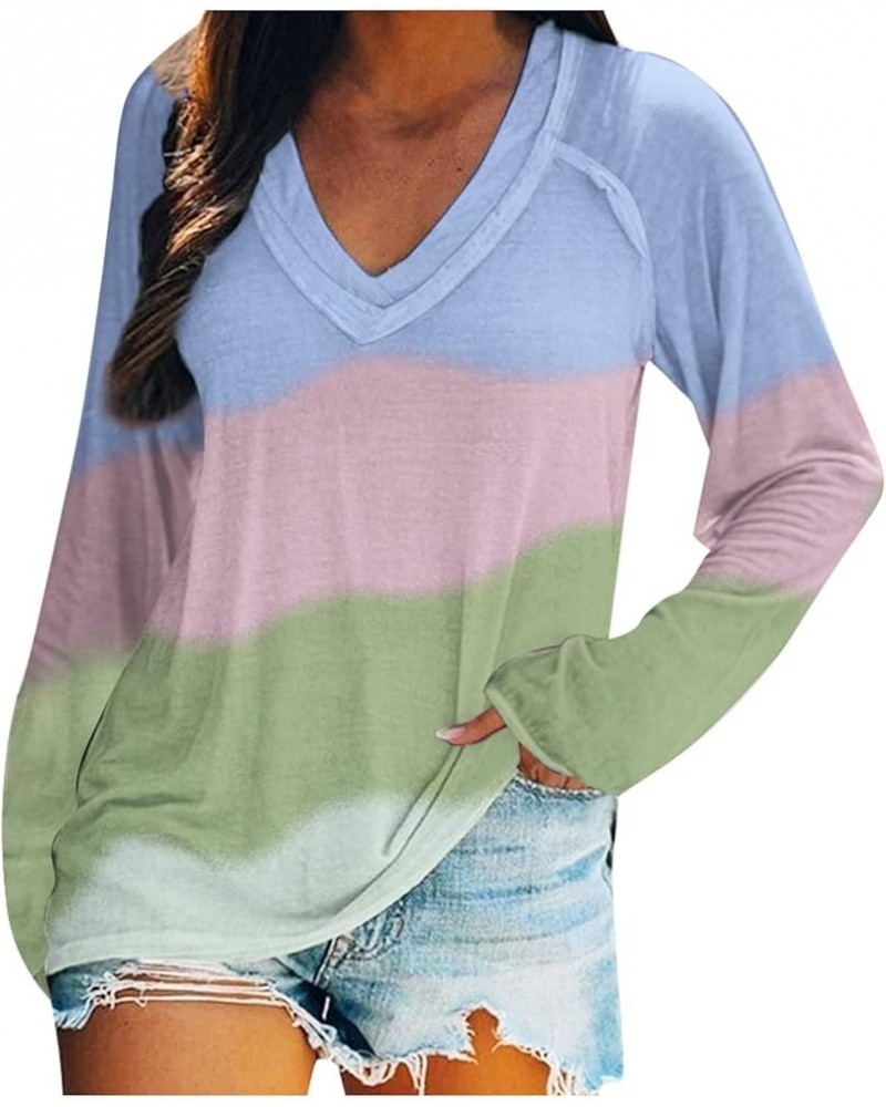 Womens Loose Casual Shirt 2022 Fashion V Neck Winter Pullover Printed Long Sleeve Sweatshirt Comfortable T Shirt Pink Large $...