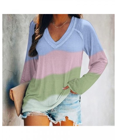 Womens Loose Casual Shirt 2022 Fashion V Neck Winter Pullover Printed Long Sleeve Sweatshirt Comfortable T Shirt Pink Large $...