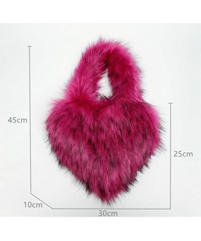 Furry Heart Shaped Crossbody Bag for Women - Plush Y2K Handbag with Soft Shoulder Strap Small Light Pink $19.13 Totes