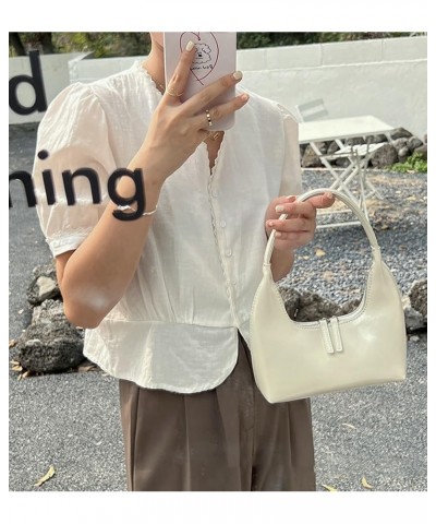 Women's Crescent Shoulder Bags Cute Y2k Dumpling Bag Dumpling Bag Vegan Leather Clutch Hobo Bag Purse White $22.22 Totes