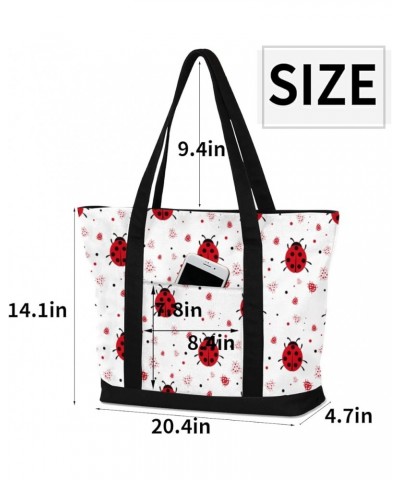 Tote Bag for Women Canvas Shoulder Bag Large Casual Handbag Lightweight Tote Bag with Zipper for Work Travel Shopping Lovely ...