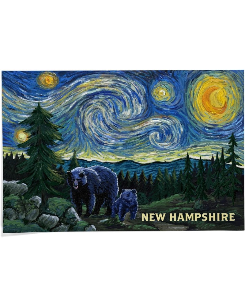 24x36 Inch Giclee Print, New Hampshire, Starry Night, Bear and Cub $23.00 Totes